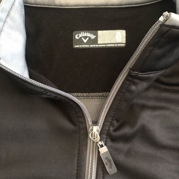 Callaway Golf 1/4 Zip Windbreaker Pocketed Jacket Black With Gray Mens Size XL - Picture 4 of 9